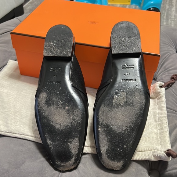 Hermes Mules Shoes Black and Gold size 40 - Picture 4 of 10